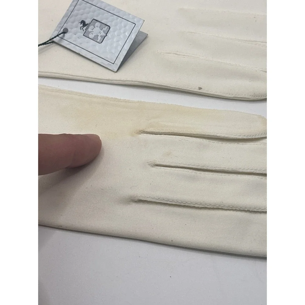 Vtg Roger Fare Wear-Right French Creation Cream Pink Bow Gloves Best & Co NY 7.5